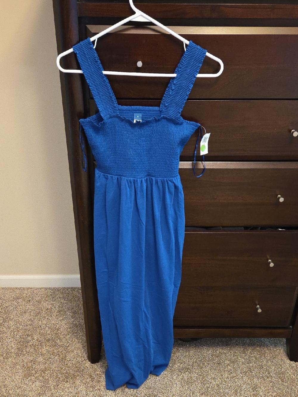 Old Navy Blue Smocked Strap Maxi Dress